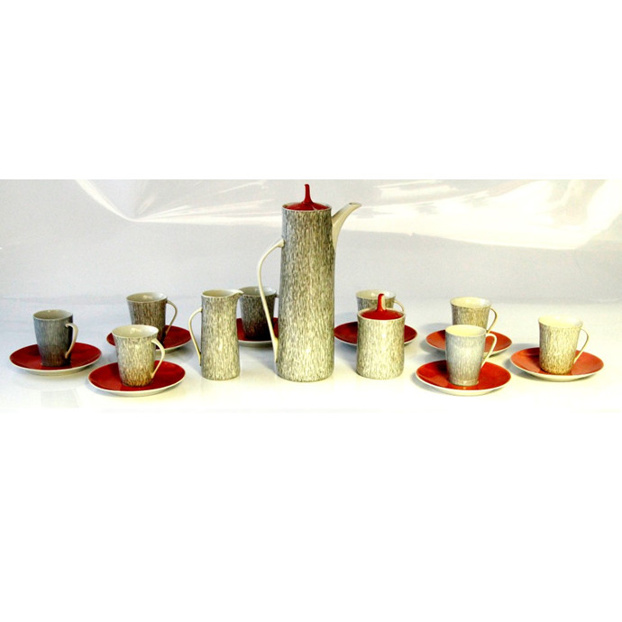 Cmielów: Coffee Set (Grey on White) - SOLD