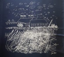 Piper, John: the Aldeburgh Scarf (white on dark blue background)
